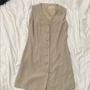 Vintage Nordstrom Tan Button-Down Mini Dress